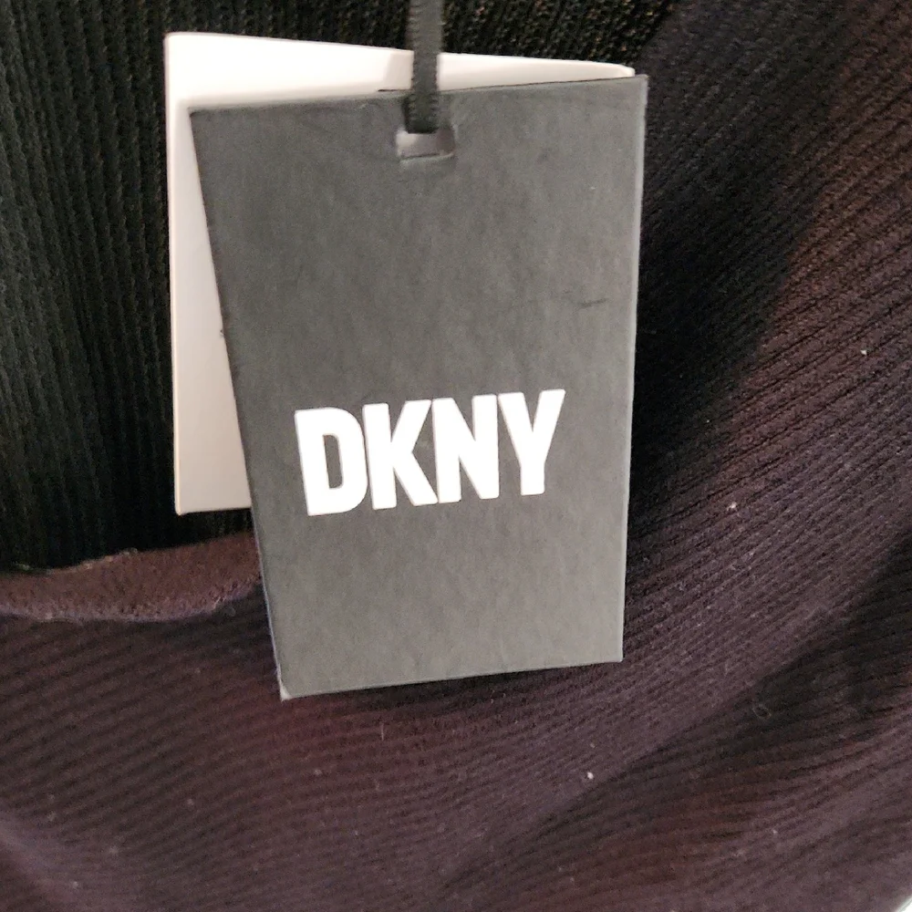 DKNY Black Asymmetric Draped Knit Top - Picture 3 of 6